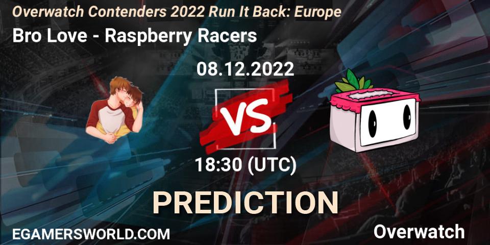 Bro Love vs Raspberry Racers: Betting TIp, Match Prediction. 08.12.2022 at 18:55. Overwatch, Overwatch Contenders 2022 Run It Back: Europe