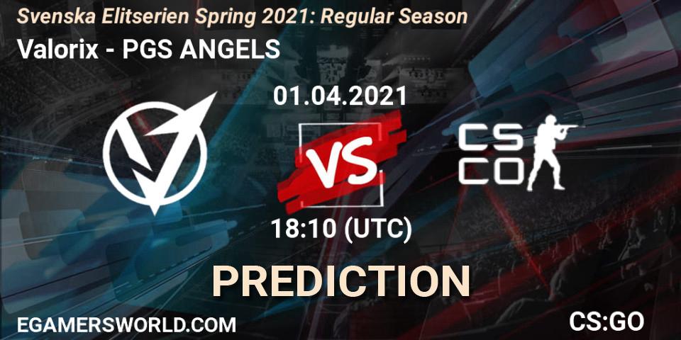 Valorix vs PGS ANGELS: Betting TIp, Match Prediction. 01.04.21. CS2 (CS:GO), Svenska Elitserien Spring 2021: Regular Season