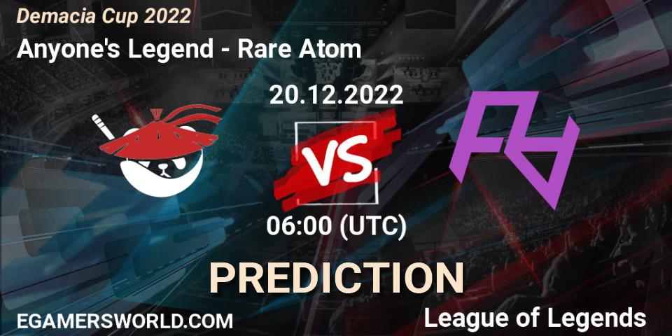 Anyone's Legend vs Rare Atom: Betting TIp, Match Prediction. 20.12.22. LoL, Demacia Cup 2022