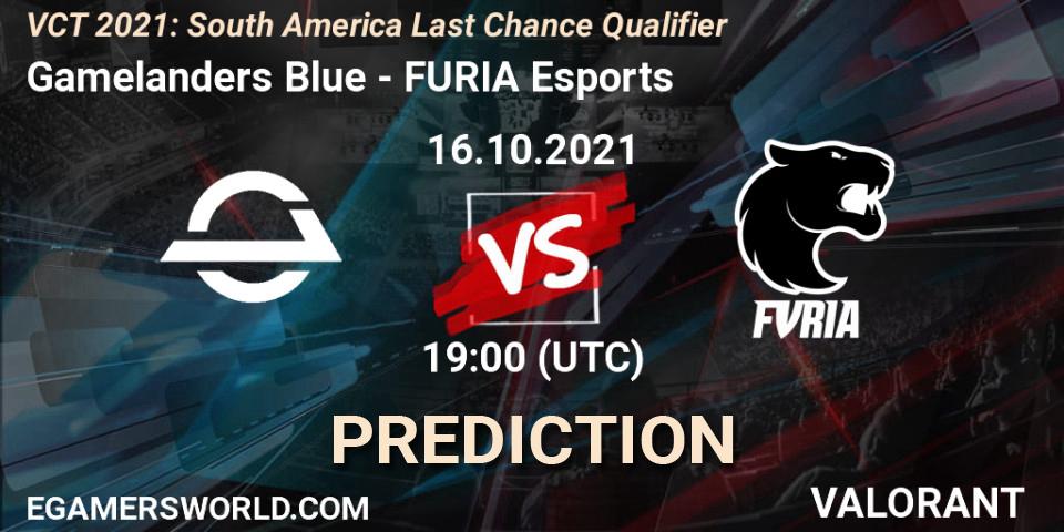 Gamelanders Blue vs FURIA Esports: Betting TIp, Match Prediction. 16.10.2021 at 20:00. VALORANT, VCT 2021: South America Last Chance Qualifier