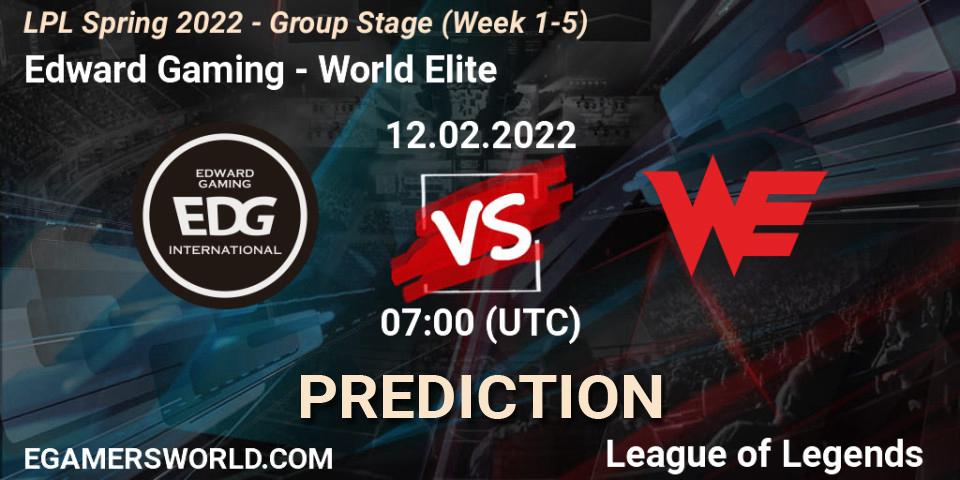 Edward Gaming vs World Elite: Betting TIp, Match Prediction. 12.02.22. LoL, LPL Spring 2022 - Group Stage (Week 1-5)