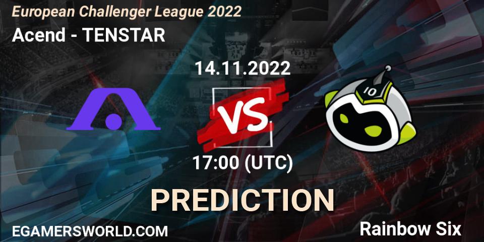 Acend vs TENSTAR: Betting TIp, Match Prediction. 14.11.2022 at 17:00. Rainbow Six, European Challenger League 2022
