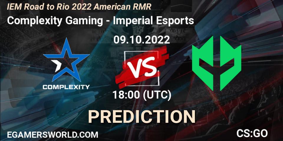 Complexity Gaming vs Imperial Esports: Betting TIp, Match Prediction. 09.10.22. CS2 (CS:GO), IEM Road to Rio 2022 American RMR