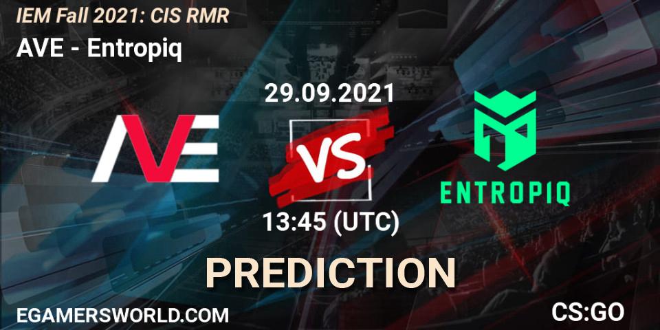 AVE vs Entropiq: Betting TIp, Match Prediction. 29.09.2021 at 14:15. Counter-Strike (CS2), IEM Fall 2021: CIS RMR