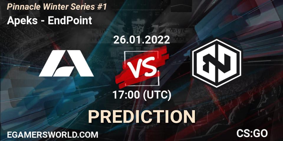 Apeks vs EndPoint: Betting TIp, Match Prediction. 26.01.2022 at 17:00. Counter-Strike (CS2), Pinnacle Winter Series #1