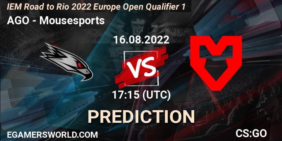 AGO vs Mousesports: Betting TIp, Match Prediction. 16.08.22. CS2 (CS:GO), IEM Road to Rio 2022 Europe Open Qualifier 1