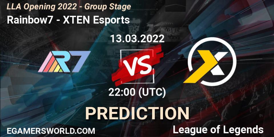 Rainbow7 vs XTEN Esports: Betting TIp, Match Prediction. 13.03.22. LoL, LLA Opening 2022 - Group Stage
