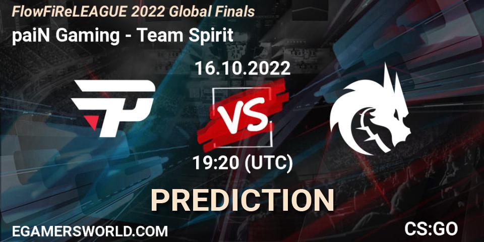 paiN Gaming vs Team Spirit: Betting TIp, Match Prediction. 16.10.2022 at 19:20. Counter-Strike (CS2), FlowFiReLEAGUE 2022 Global Finals