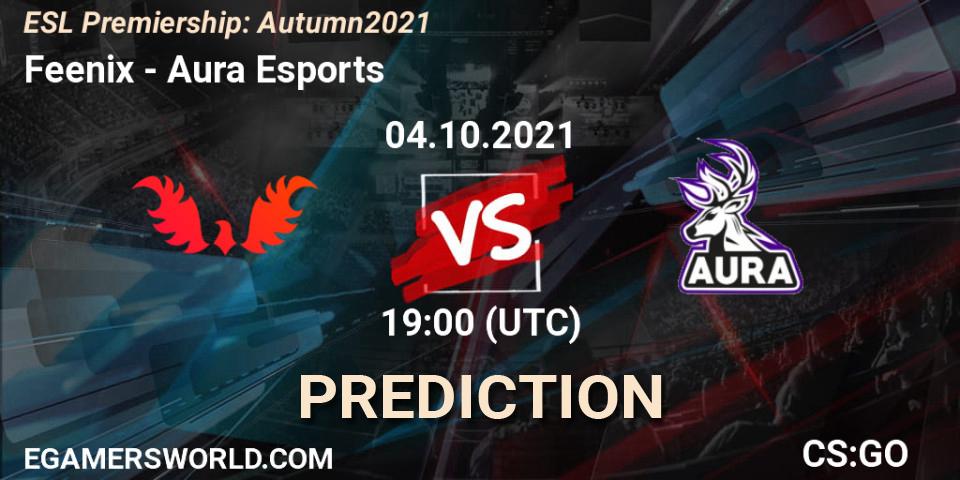 Feenix vs Aura Esports: Betting TIp, Match Prediction. 04.10.2021 at 19:00. Counter-Strike (CS2), ESL Premiership: Autumn 2021