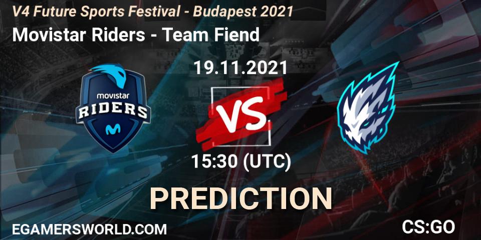 Movistar Riders vs Team Fiend: Betting TIp, Match Prediction. 19.11.21. CS2 (CS:GO), V4 Future Sports Festival - Budapest 2021