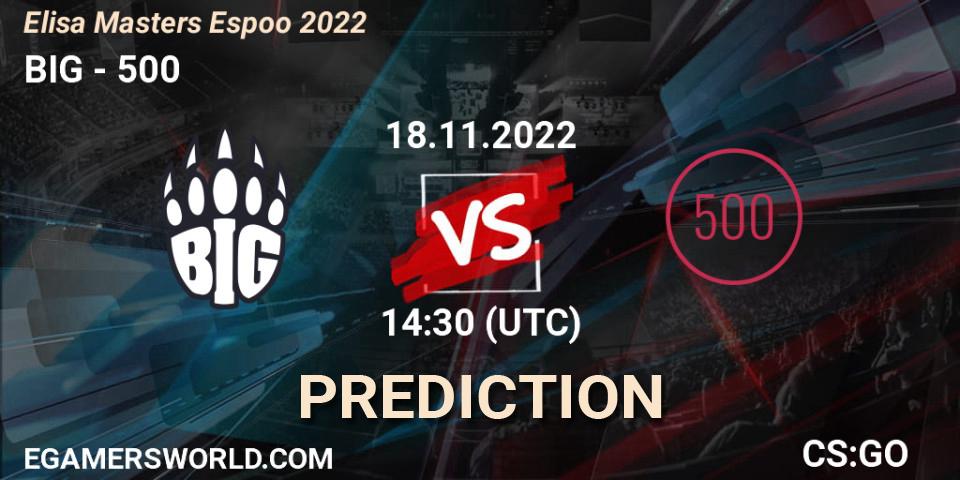 BIG vs 500: Betting TIp, Match Prediction. 18.11.2022 at 14:30. Counter-Strike (CS2), Elisa Masters Espoo 2022