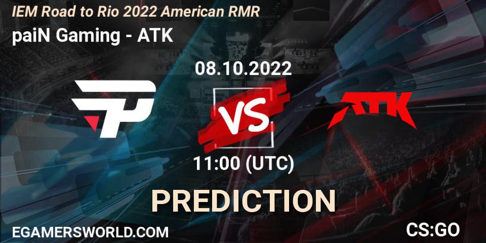 paiN Gaming vs ATK: Betting TIp, Match Prediction. 08.10.2022 at 11:00. Counter-Strike (CS2), IEM Road to Rio 2022 American RMR