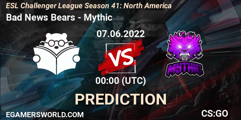 Bad News Bears vs Mythic: Betting TIp, Match Prediction. 07.06.22. CS2 (CS:GO), ESL Challenger League Season 41: North America
