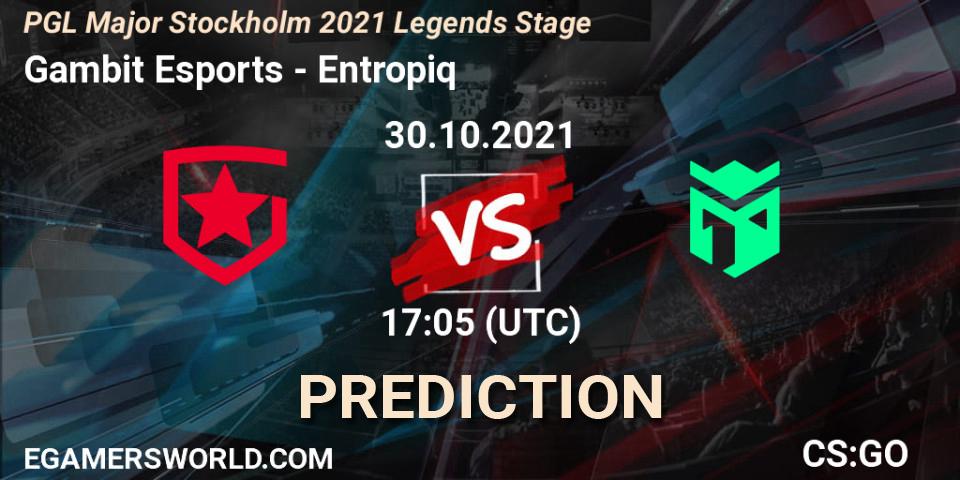 Gambit Esports vs Entropiq: Betting TIp, Match Prediction. 30.10.21. CS2 (CS:GO), PGL Major Stockholm 2021 Legends Stage