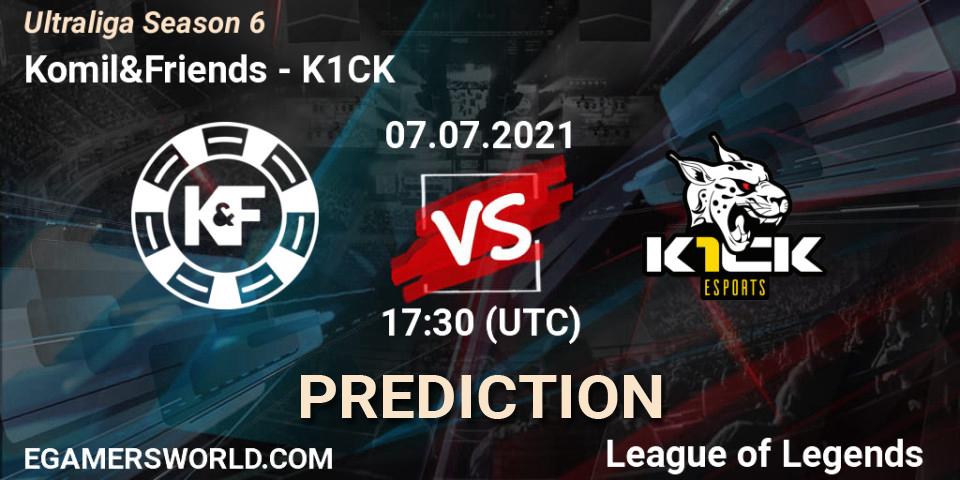 Komil&Friends vs K1CK: Betting TIp, Match Prediction. 15.06.2021 at 17:30. LoL, Ultraliga Season 6