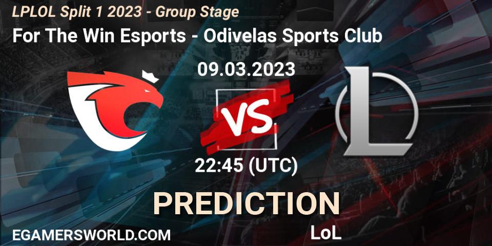 For The Win Esports vs Odivelas Sports Club: Betting TIp, Match Prediction. 09.03.23. LoL, LPLOL Split 1 2023 - Group Stage