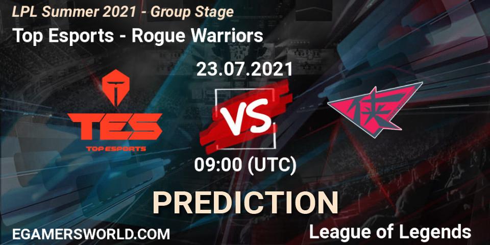Top Esports vs Rogue Warriors: Betting TIp, Match Prediction. 23.07.21. LoL, LPL Summer 2021 - Group Stage