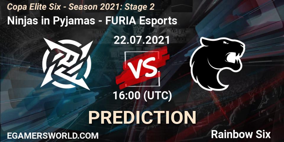Ninjas in Pyjamas vs FURIA Esports: Betting TIp, Match Prediction. 22.07.2021 at 16:00. Rainbow Six, Copa Elite Six - Season 2021: Stage 2