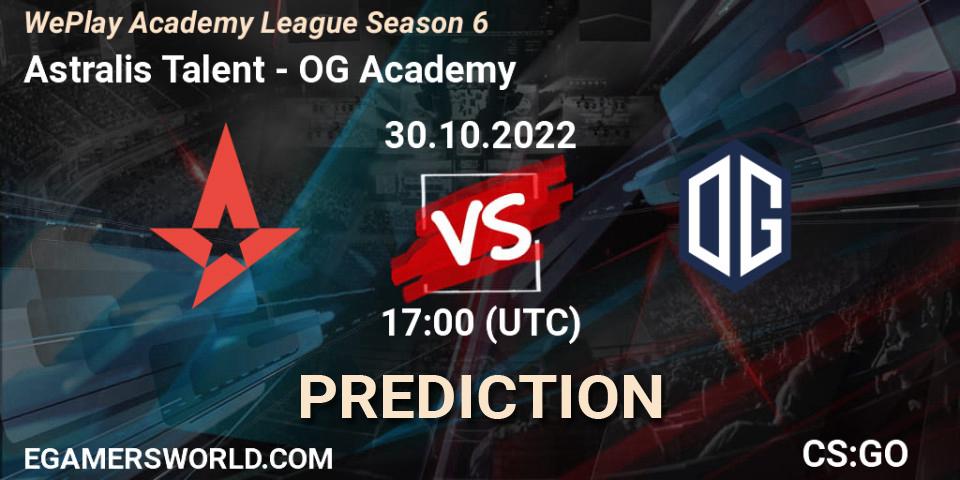 Astralis Talent vs OG Academy: Betting TIp, Match Prediction. 30.10.22. CS2 (CS:GO), WePlay Academy League Season 6