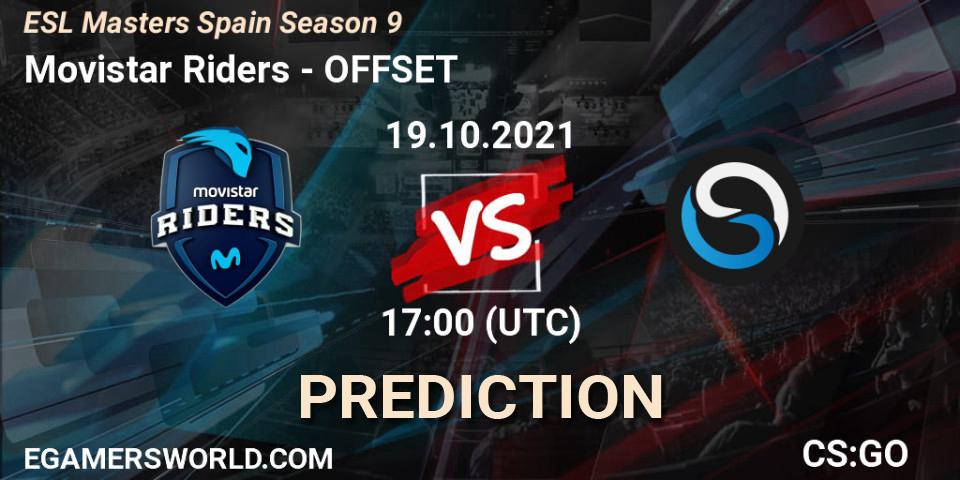 Movistar Riders vs OFFSET: Betting TIp, Match Prediction. 19.10.2021 at 17:00. Counter-Strike (CS2), ESL Masters Spain Season 9