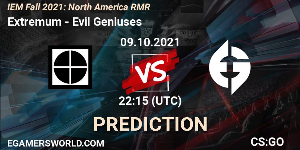 Extremum vs Evil Geniuses: Betting TIp, Match Prediction. 09.10.21. CS2 (CS:GO), IEM Fall 2021: North America RMR