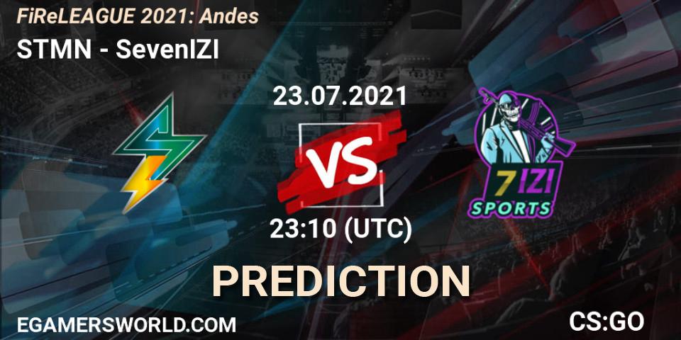 STMN vs SevenIZI: Betting TIp, Match Prediction. 23.07.2021 at 23:10. Counter-Strike (CS2), FiReLEAGUE 2021: Andes