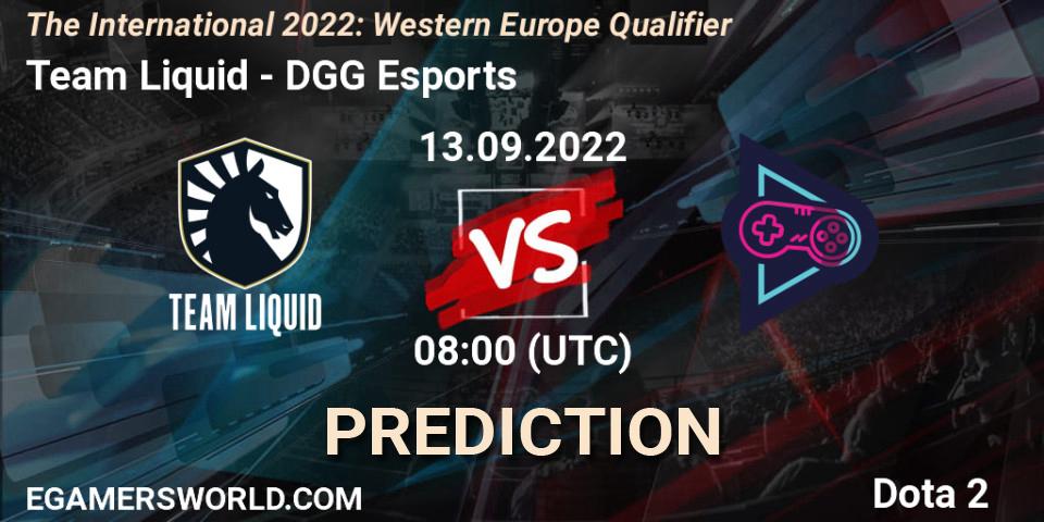 Team Liquid vs DGG Esports: Betting TIp, Match Prediction. 13.09.2022 at 07:59. Dota 2, The International 2022: Western Europe Qualifier