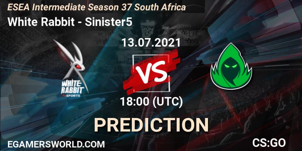 White Rabbit vs Sinister5: Betting TIp, Match Prediction. 13.07.21. CS2 (CS:GO), ESEA Season 37: Intermediate Division - South Africa