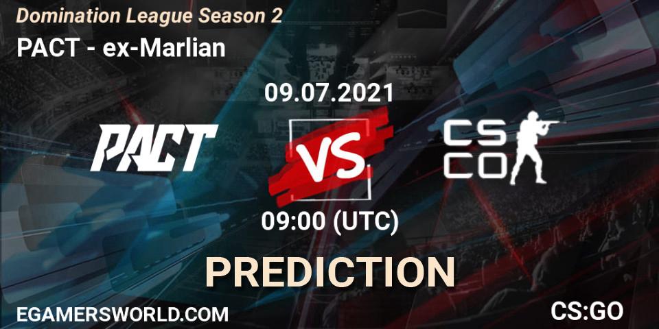 PACT vs ex-Marlian: Betting TIp, Match Prediction. 09.07.2021 at 09:00. Counter-Strike (CS2), Domination League Season 2