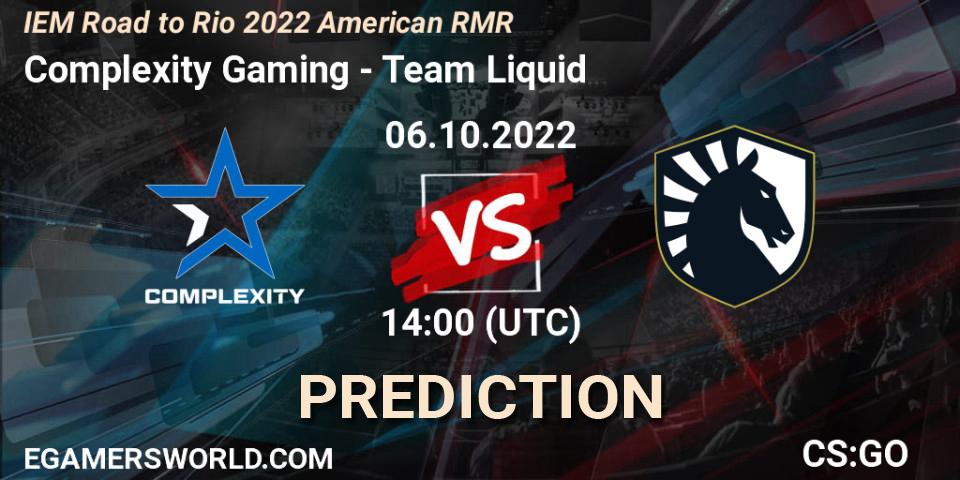 Complexity Gaming vs Team Liquid: Betting TIp, Match Prediction. 06.10.22. CS2 (CS:GO), IEM Road to Rio 2022 American RMR