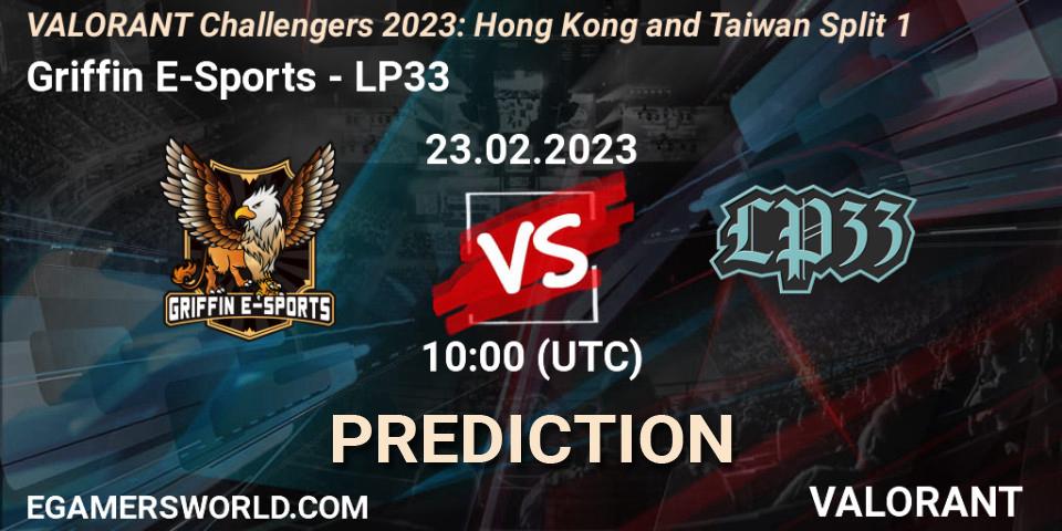 Griffin E-Sports vs LP33: Betting TIp, Match Prediction. 23.02.23. VALORANT, VALORANT Challengers 2023: Hong Kong and Taiwan Split 1
