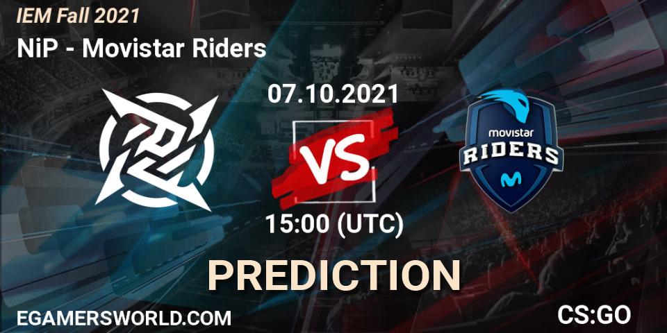 NiP vs Movistar Riders: Betting TIp, Match Prediction. 07.10.2021 at 15:00. Counter-Strike (CS2), IEM Fall 2021: Europe RMR
