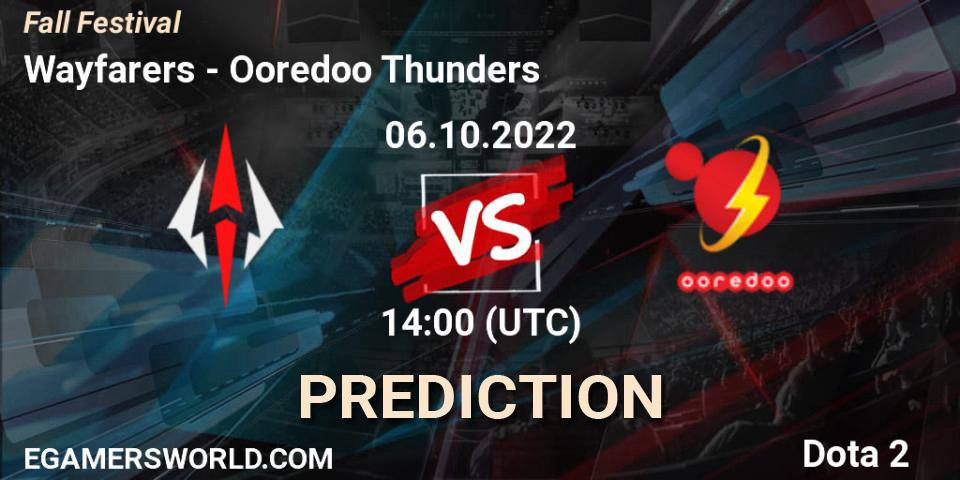 Wayfarers vs Ooredoo Thunders: Betting TIp, Match Prediction. 06.10.2022 at 14:02. Dota 2, Fall Festival