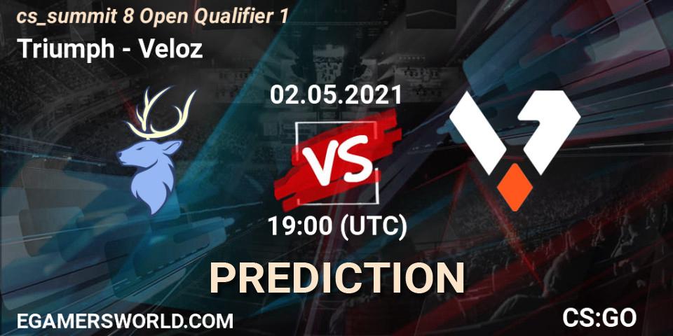 Triumph vs Veloz: Betting TIp, Match Prediction. 02.05.2021 at 19:00. Counter-Strike (CS2), cs_summit 8 Open Qualifier 1
