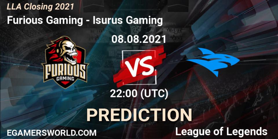 Furious Gaming vs Isurus Gaming: Betting TIp, Match Prediction. 08.08.21. LoL, LLA Closing 2021