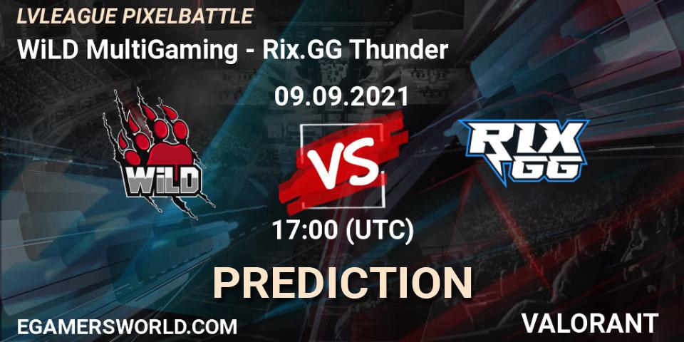 WiLD MultiGaming vs Rix.GG Thunder: Betting TIp, Match Prediction. 09.09.2021 at 17:00. VALORANT, LVLEAGUE PIXELBATTLE