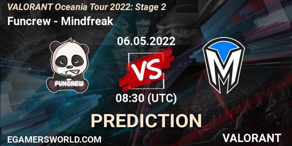 Funcrew vs Mindfreak: Betting TIp, Match Prediction. 06.05.2022 at 08:30. VALORANT, VALORANT Oceania Tour 2022: Stage 2