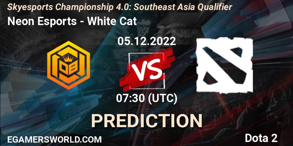 Neon Esports vs White Cat: Betting TIp, Match Prediction. 05.12.2022 at 08:06. Dota 2, Skyesports Championship 4.0: Southeast Asia Qualifier