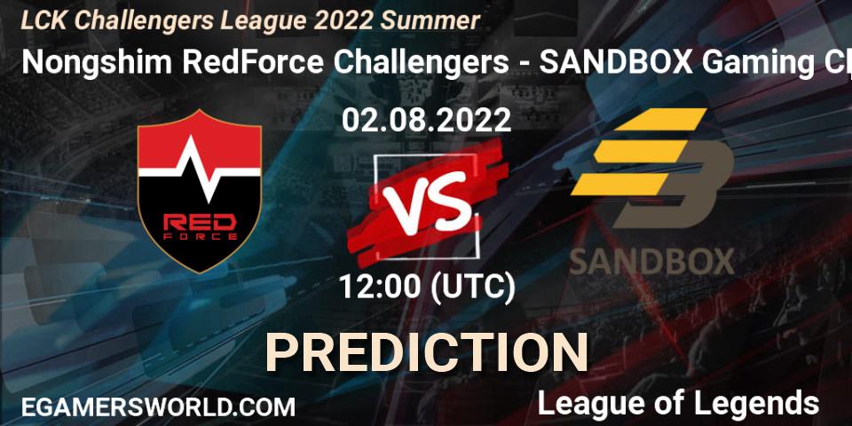 Nongshim RedForce Challengers vs SANDBOX Gaming Challengers: Betting TIp, Match Prediction. 02.08.2022 at 12:00. LoL, LCK Challengers League 2022 Summer