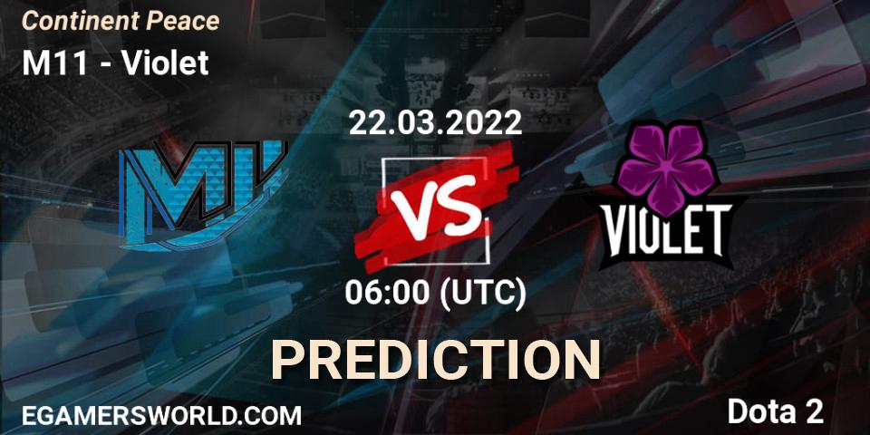 M11 vs Violet: Betting TIp, Match Prediction. 22.03.2022 at 06:31. Dota 2, Continent Peace