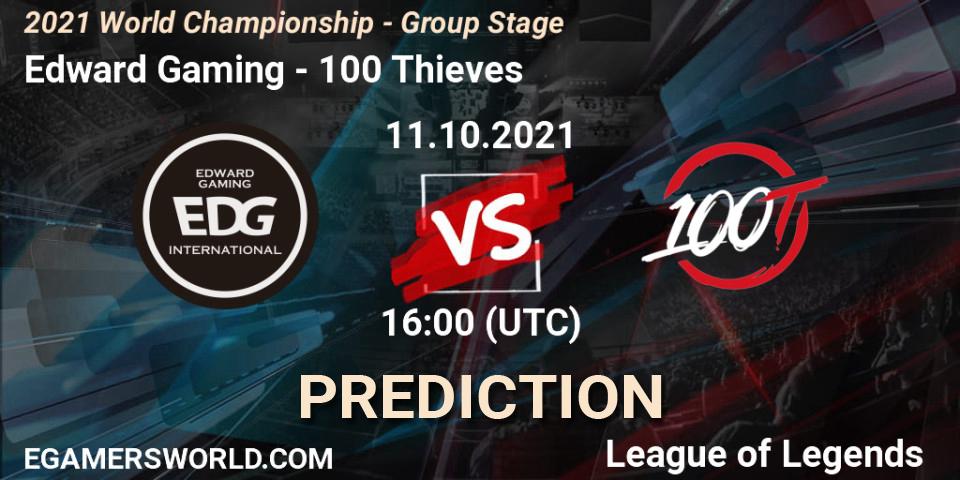 Edward Gaming vs 100 Thieves: Betting TIp, Match Prediction. 11.10.2021 at 16:00. LoL, 2021 World Championship - Group Stage