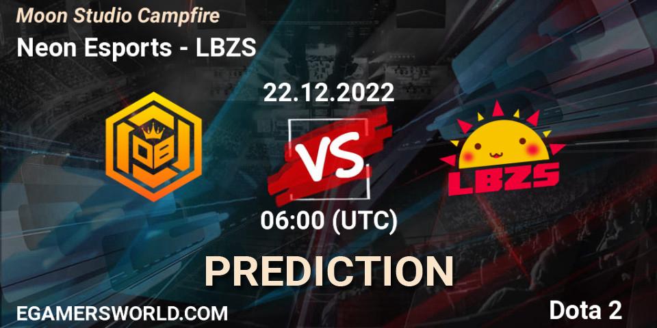 Neon Esports vs LBZS: Betting TIp, Match Prediction. 22.12.2022 at 06:05. Dota 2, Moon Studio Campfire