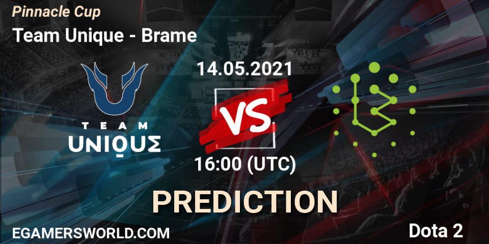 Team Unique vs Brame: Betting TIp, Match Prediction. 14.05.2021 at 16:03. Dota 2, Pinnacle Cup 2021 Dota 2