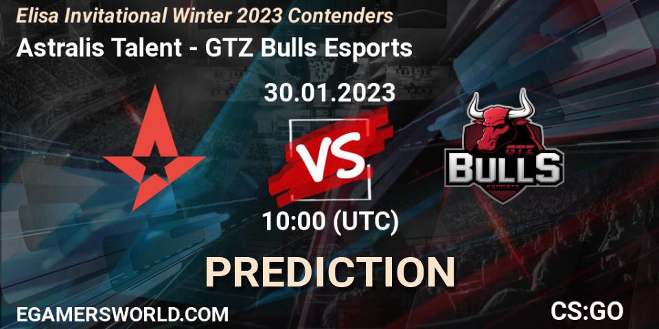 Astralis Talent vs GTZ Bulls Esports: Betting TIp, Match Prediction. 30.01.23. CS2 (CS:GO), Elisa Invitational Winter 2023 Contenders