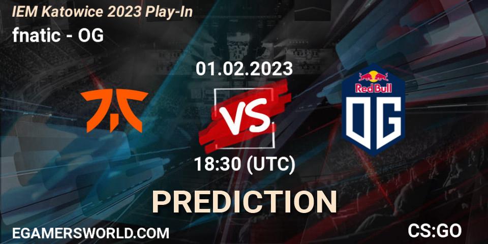 fnatic vs OG: Betting TIp, Match Prediction. 01.02.2023 at 20:10. Counter-Strike (CS2), IEM Katowice 2023 Play-In