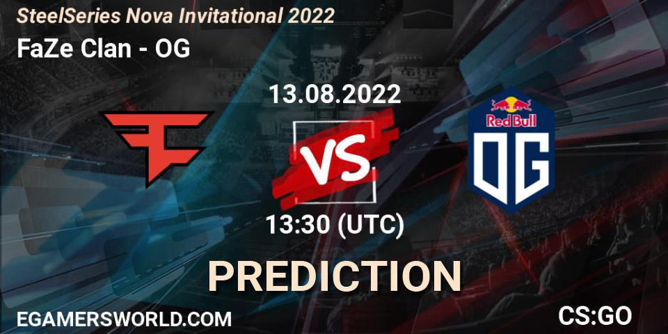 FaZe Clan vs OG: Betting TIp, Match Prediction. 13.08.2022 at 13:40. Counter-Strike (CS2), SteelSeries Nova Invitational 2022