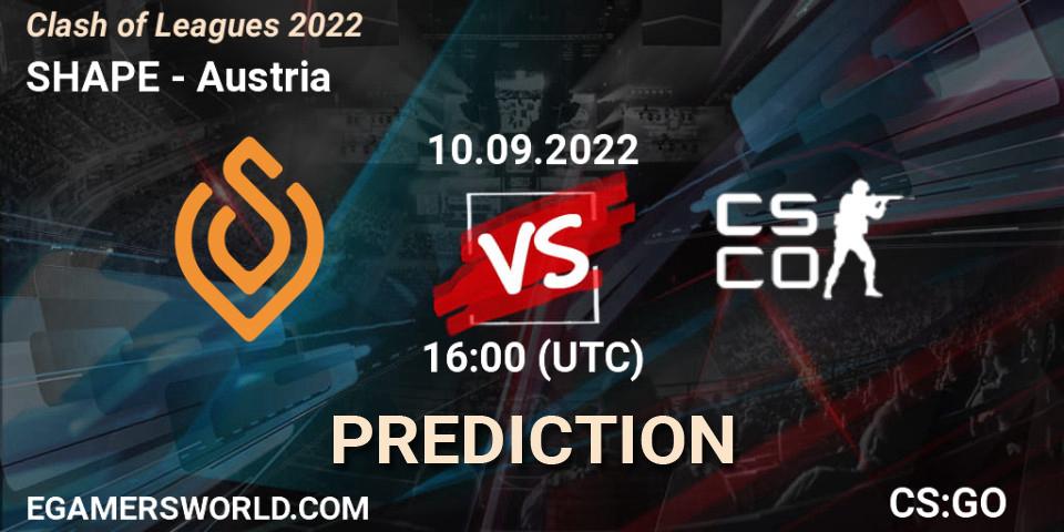 SHAPE vs Austria: Betting TIp, Match Prediction. 10.09.22. CS2 (CS:GO), Clash of Leagues 2022