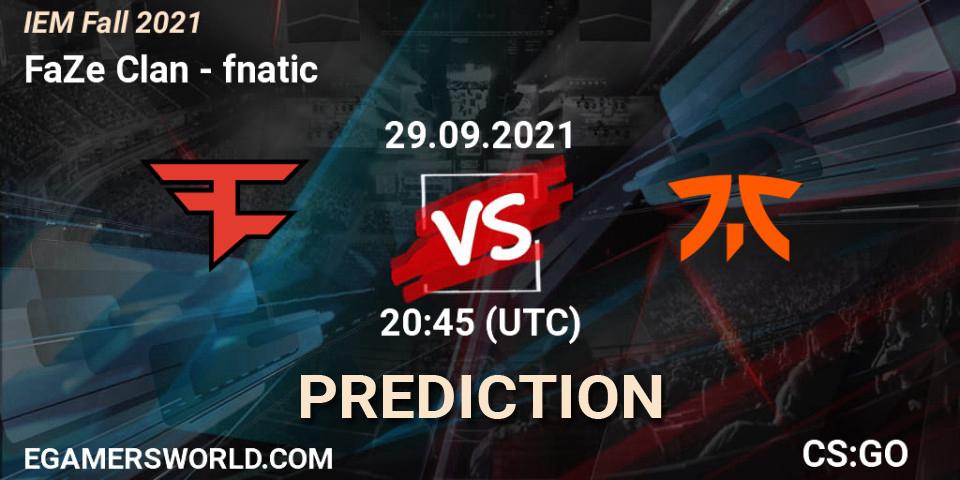 FaZe Clan vs fnatic: Betting TIp, Match Prediction. 29.09.21. CS2 (CS:GO), IEM Fall 2021: Europe RMR