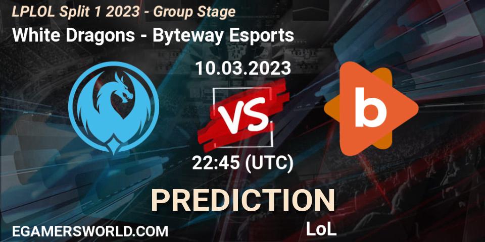 White Dragons vs Byteway Esports: Betting TIp, Match Prediction. 10.03.2023 at 22:45. LoL, LPLOL Split 1 2023 - Group Stage