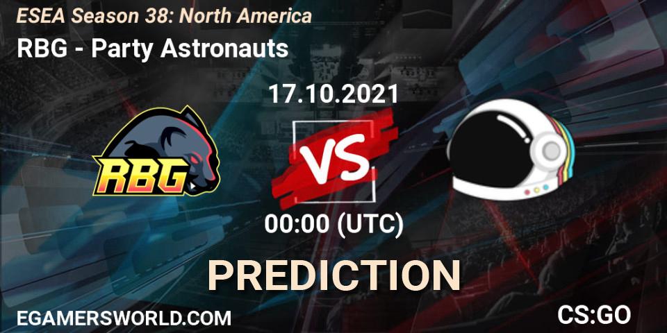 RBG vs Party Astronauts: Betting TIp, Match Prediction. 17.10.21. CS2 (CS:GO), ESEA Season 38: North America 